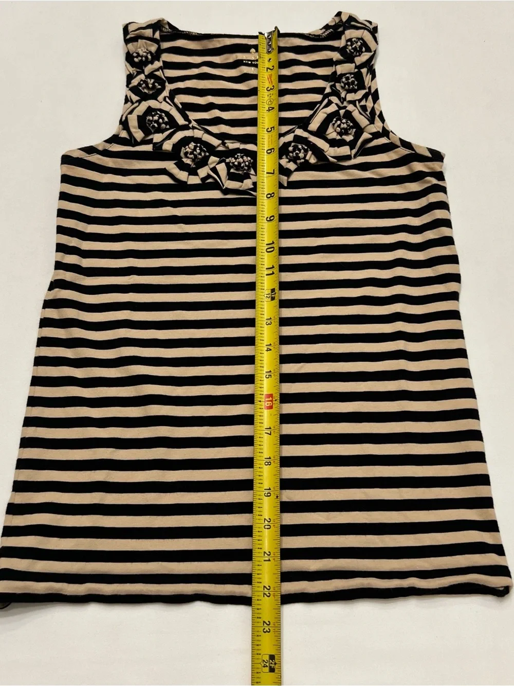 Vintage Y2K Kate Spade NY Striped Rosette Floral Ruffle Tank Top Sz Small